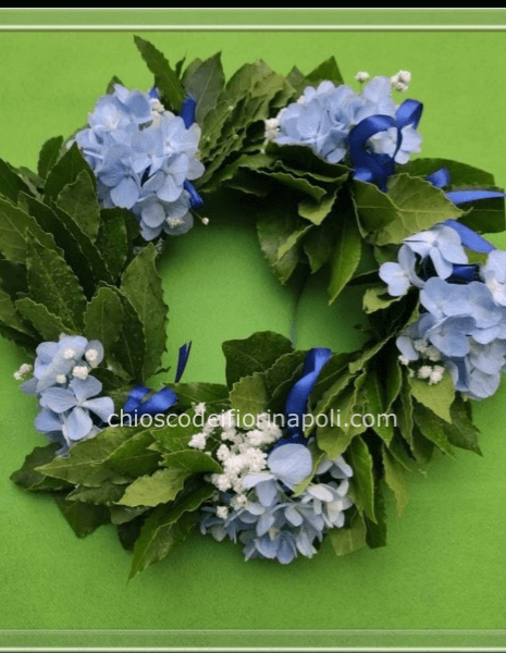 Coroncina laurea con ortensia